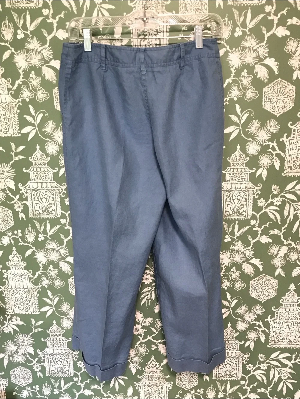 J. Jill Blue Linen Cropped Pants